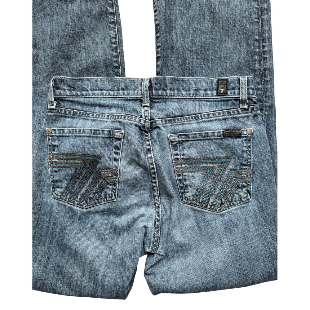 7 For All Mankind Mens Straight Leg Medium Wash Embroidered Jeans Size 29
